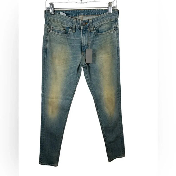 6397‎ Loose Skinny Dirty Faded Blue Green Jeans Size 25 NWT - Picture 1 of 5